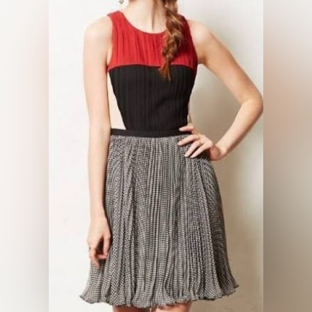 Anthropology Lightweight Modern Colorblock Skater Dress, Size Small.